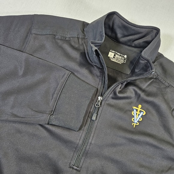 Carhartt Other - Carhartt Jacket Mens Large Black Veterinarian Logo Rugged Scrub Half Zip‎